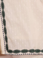 Ivory White Embroidered Co-Ord Set With Green Botanical Motif