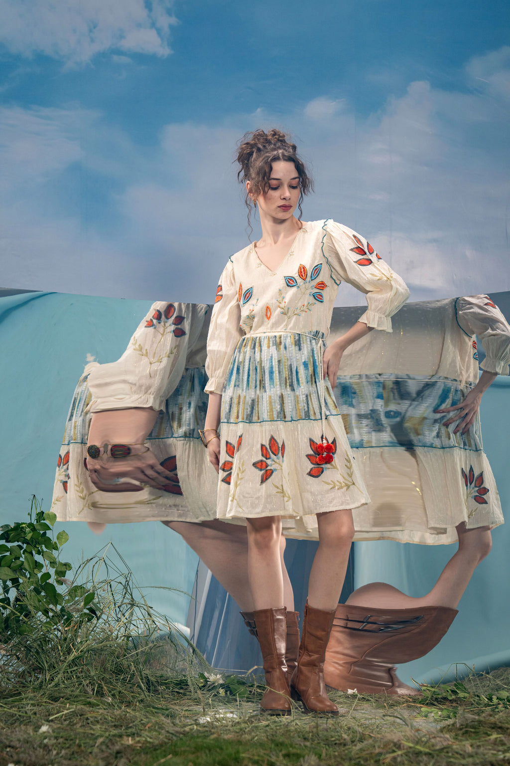 Ivory Bloom Embroidered Dress
