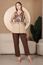 Mocha Bloom Embroidered Co-Ord Set