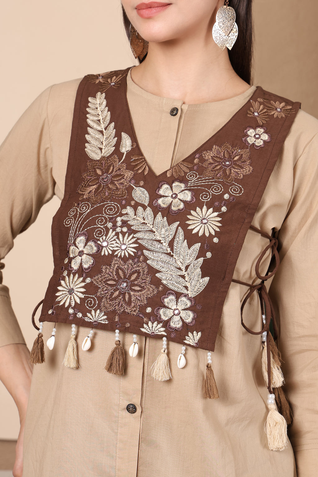 Mocha Bloom Embroidered Co-Ord Set