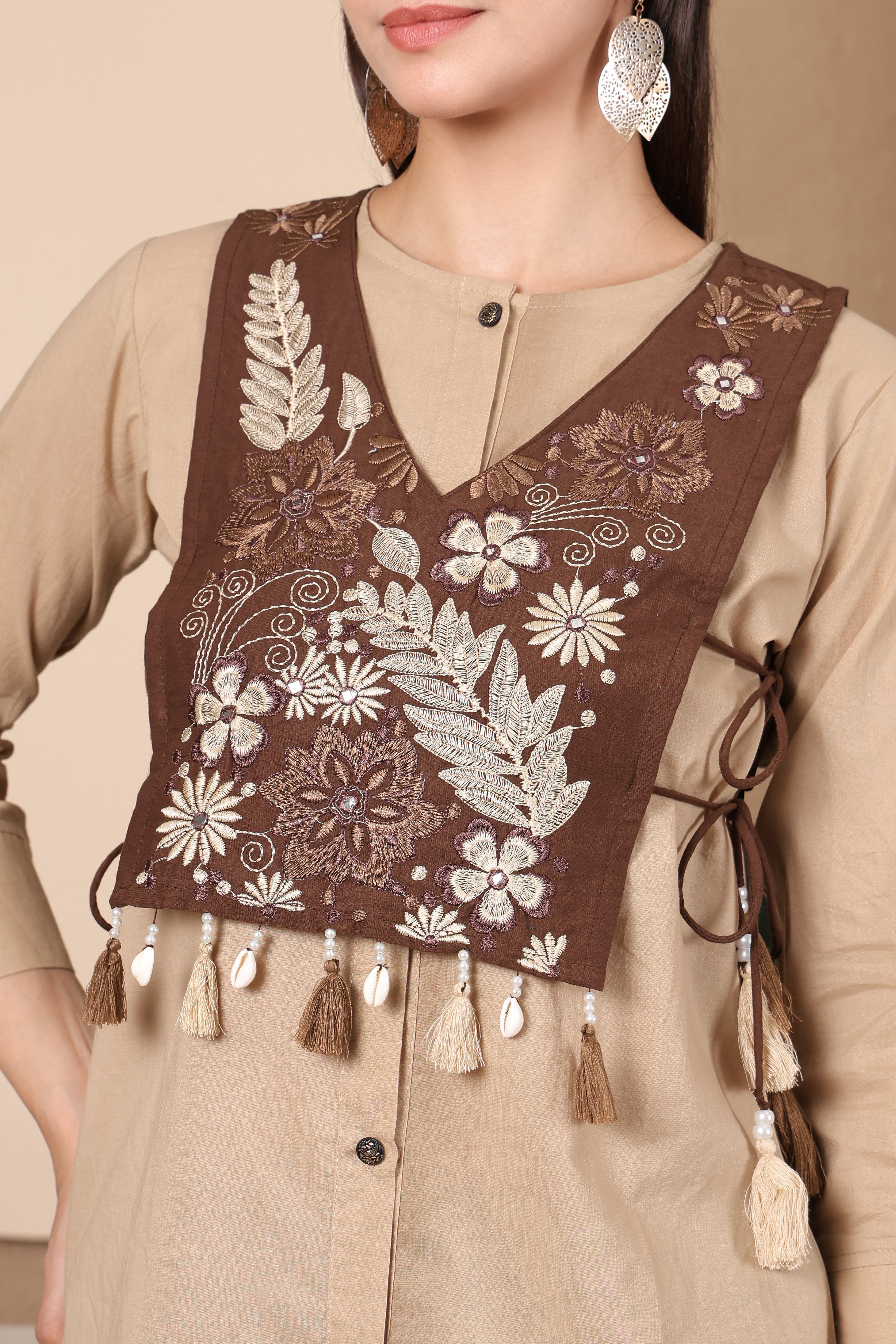 Mocha Bloom Embroidered Co-Ord Set