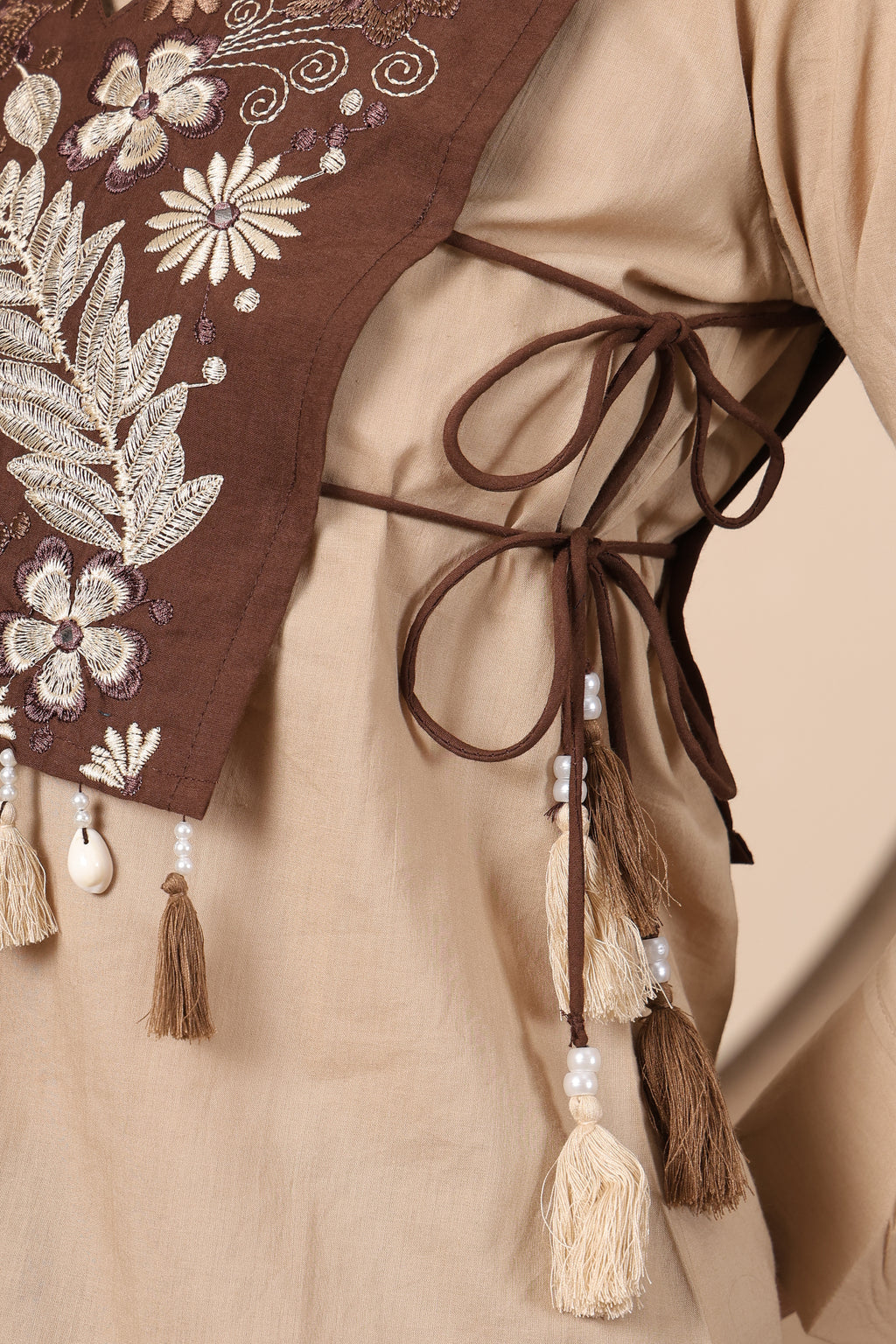 Mocha Bloom Embroidered Co-Ord Set