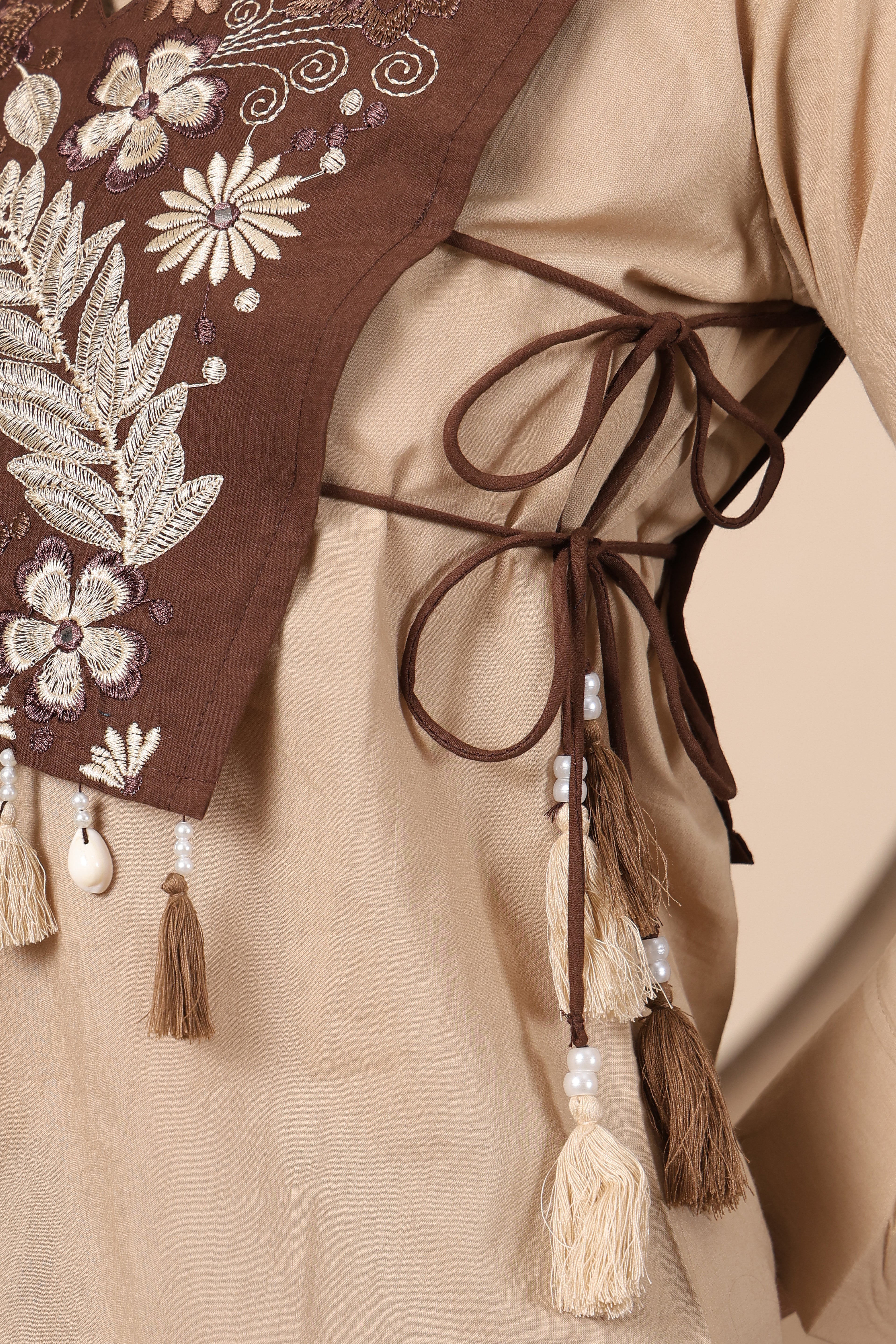 Mocha Bloom Embroidered Co-Ord Set