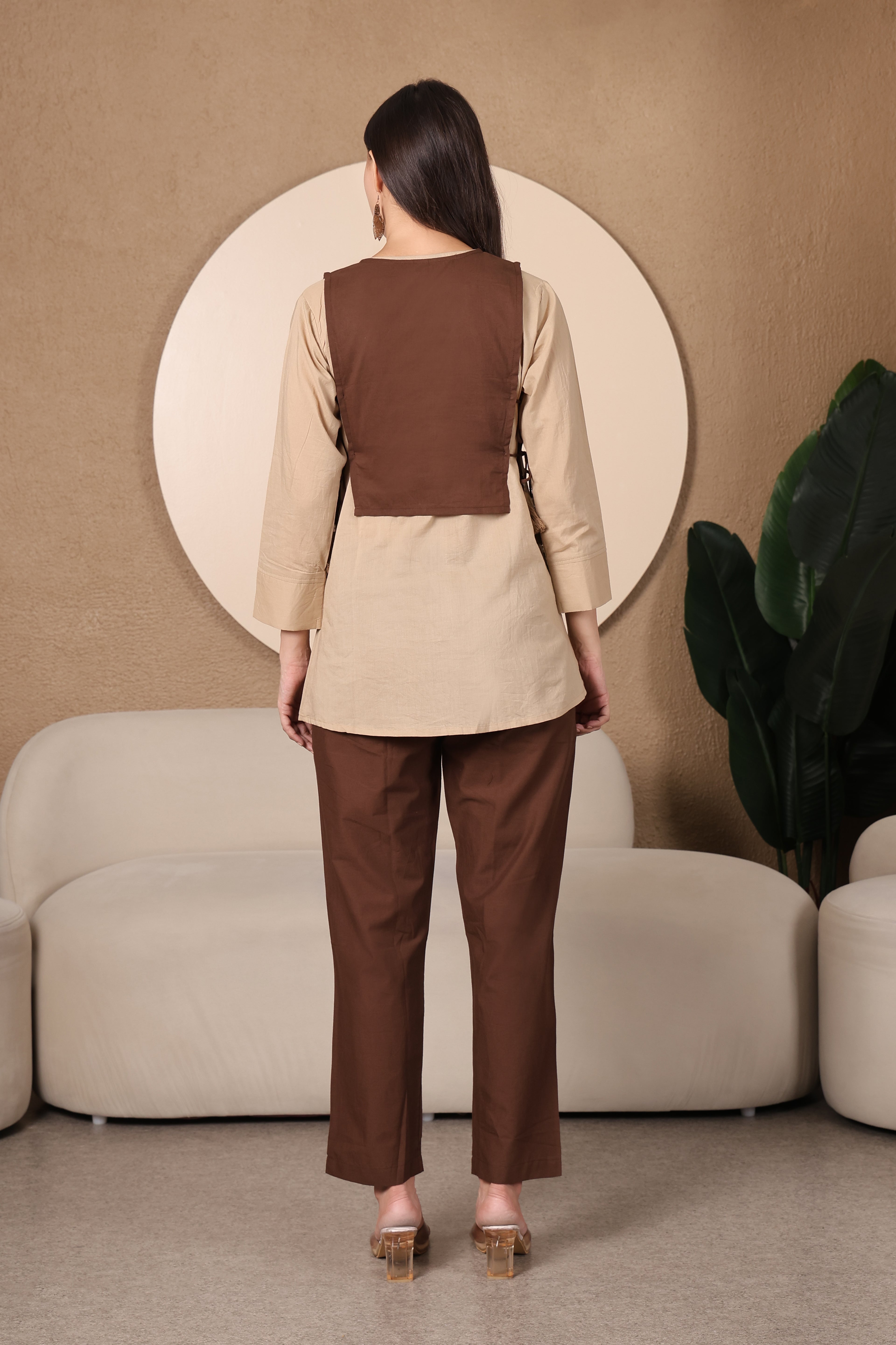 Mocha Bloom Embroidered Co-Ord Set