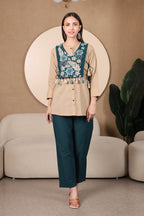Teal Bloom Embroidered Co-Ord Set