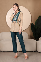 Teal Bloom Embroidered Co-Ord Set
