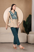 Teal Bloom Embroidered Co-Ord Set