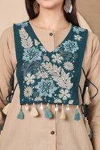 Teal Bloom Embroidered Co-Ord Set