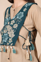 Teal Bloom Embroidered Co-Ord Set
