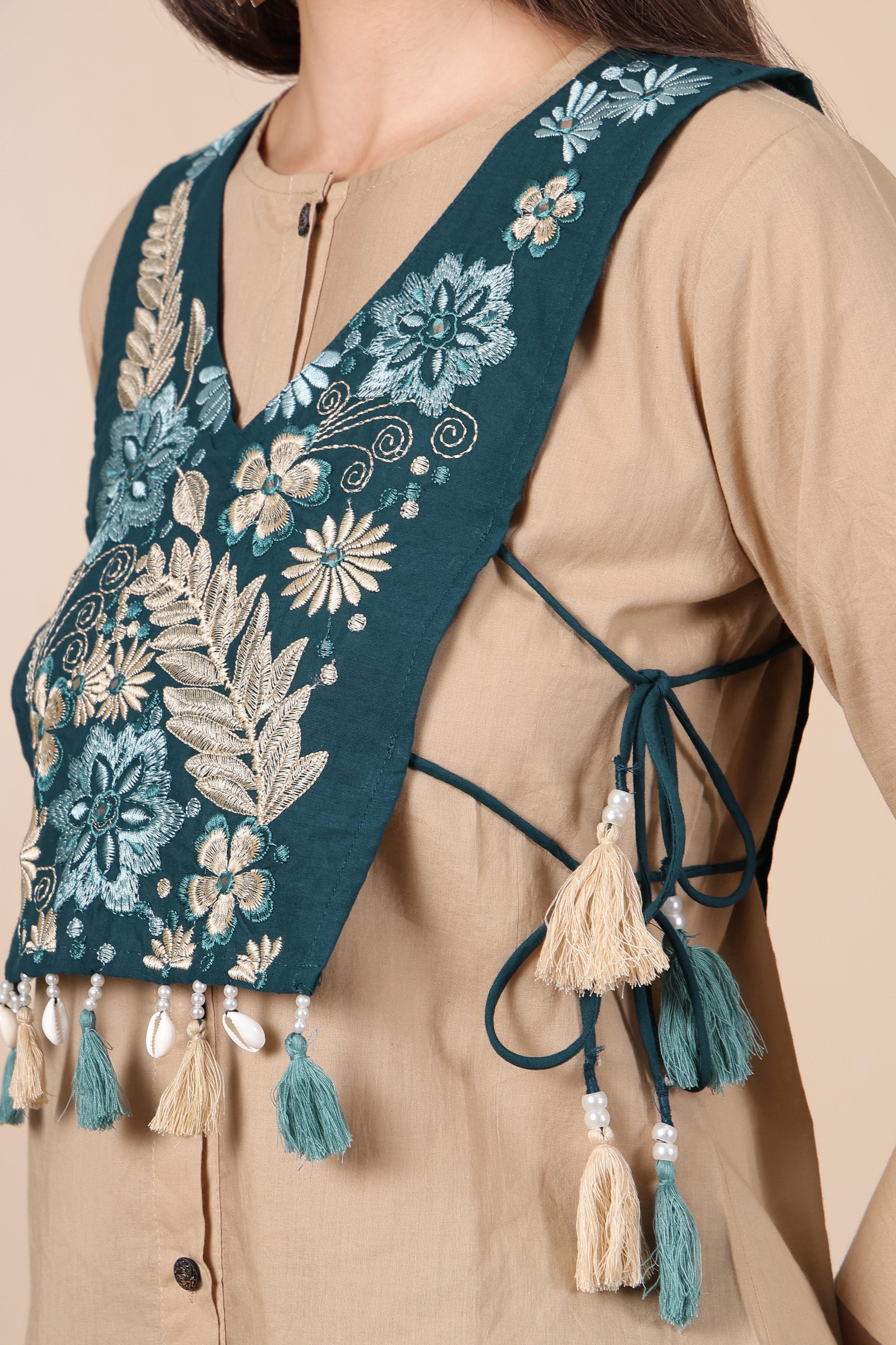 Teal Bloom Embroidered Co-Ord Set