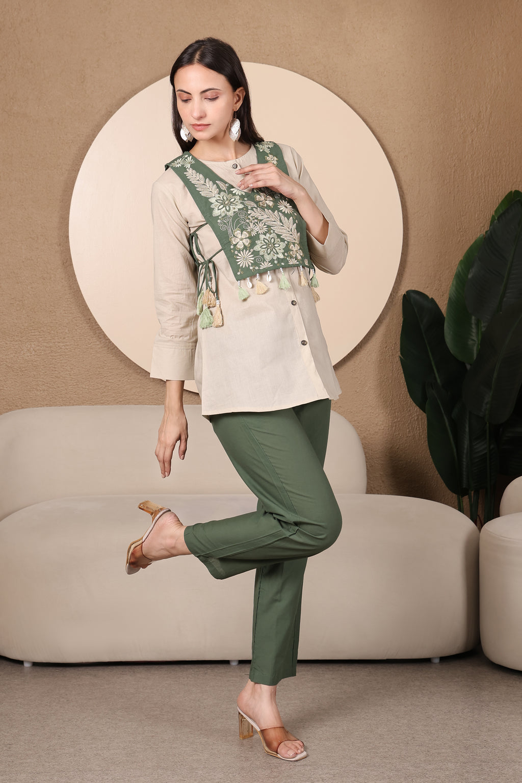 Sage Bloom Embroidered Co-Ord Set