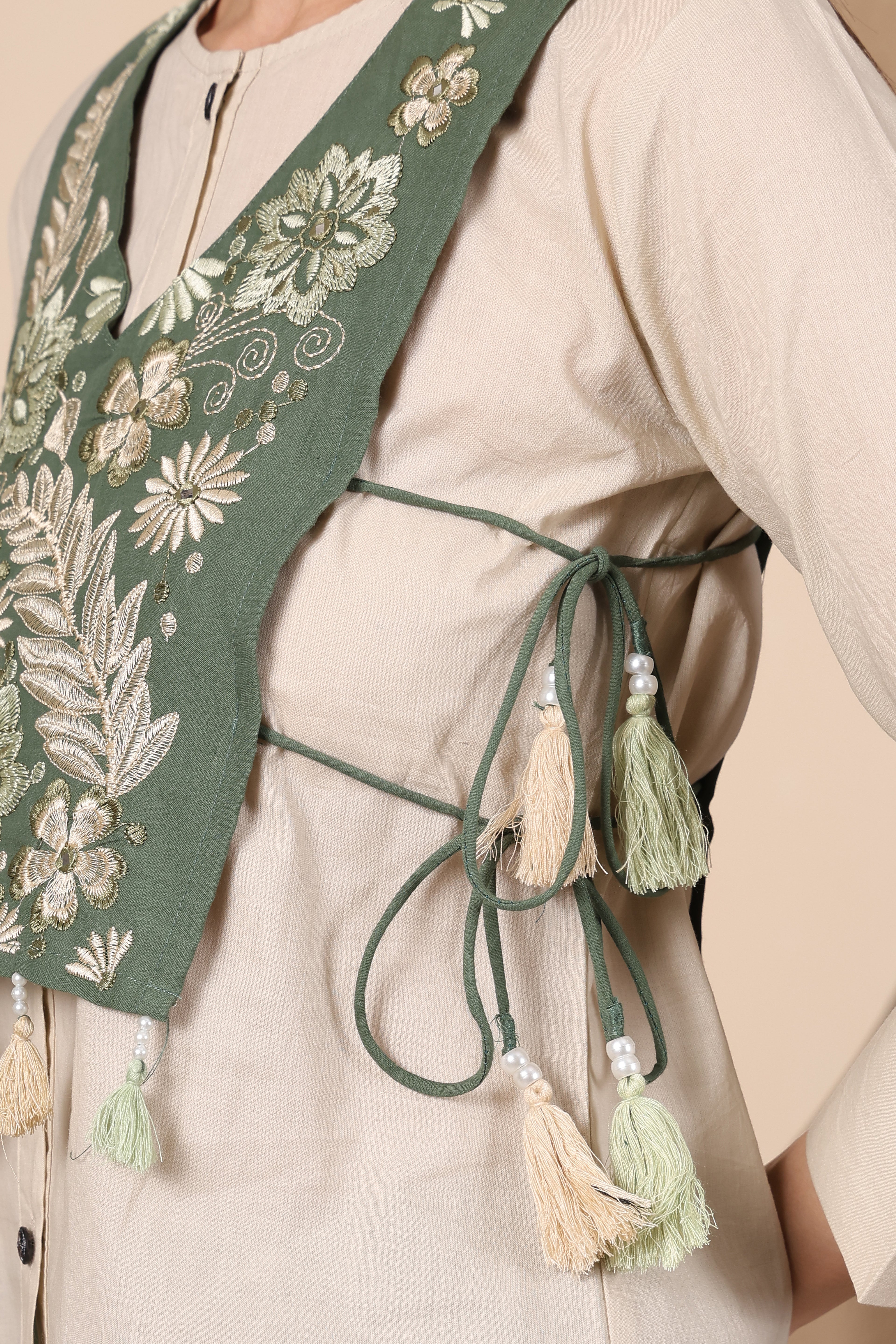 Sage Bloom Embroidered Co-Ord Set