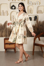 Ivory Botanical Bloom Tiered Dress