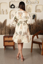 Ivory Botanical Bloom Tiered Dress