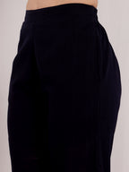 Navy Blue Mirror Work Embellished Top With Pants Women's Ethnic Co-Ord Set