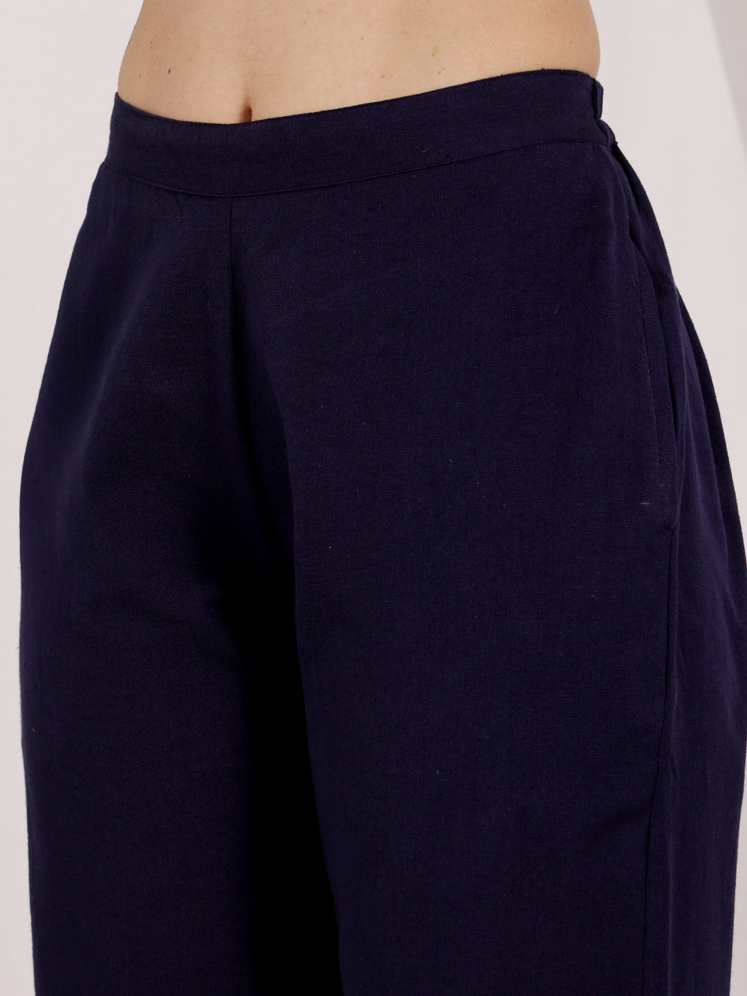 Navy Blue Embroidered Face Art Co-Ord Set