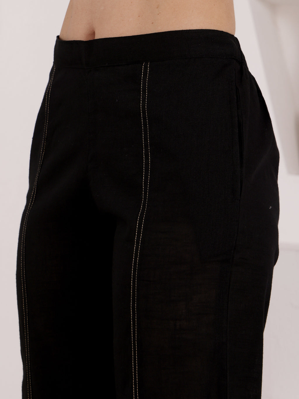 Women's Black Ethnic Co-Ord Set With Sequin Work Tunic Top & Palazzo Pants