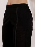 Women's Black Ethnic Co-Ord Set With Sequin Work Tunic Top & Palazzo Pants