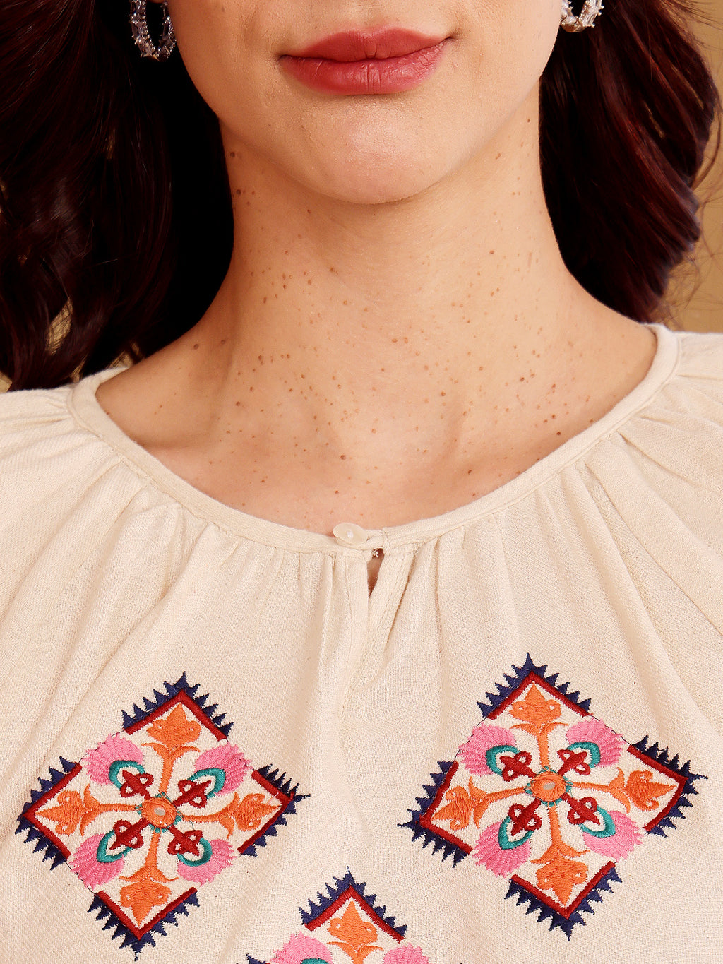 White Embroidered Ethnic Co-Ord Set For Women