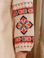 White Embroidered Ethnic Co-Ord Set For Women