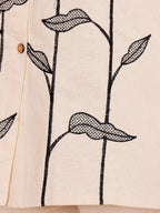 White Embroidered Sunflower Cotton Kurti Palazzo Set For Women