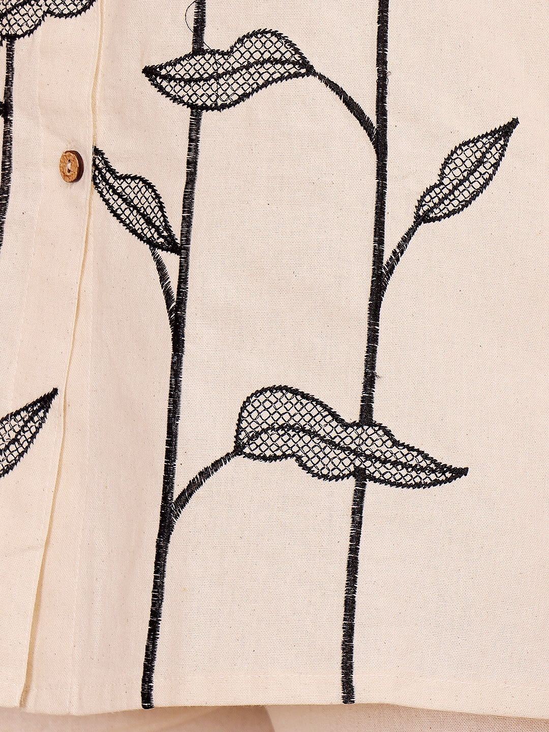White Embroidered Sunflower Cotton Kurti Palazzo Set For Women