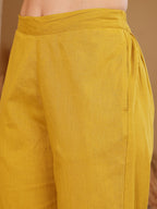 Yellow Floral Embroidered Button Down Co-Ord Set With Fringe Detail