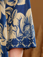 Navy Blue Floral Printed Co-Ord Set With Contrast Geometric Pants