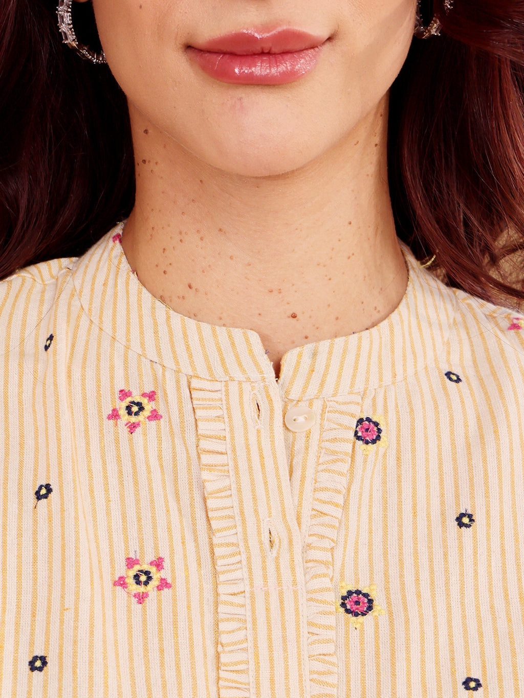 Beige Embroidered Shirt & Palazzo Co-Ord Set For Women