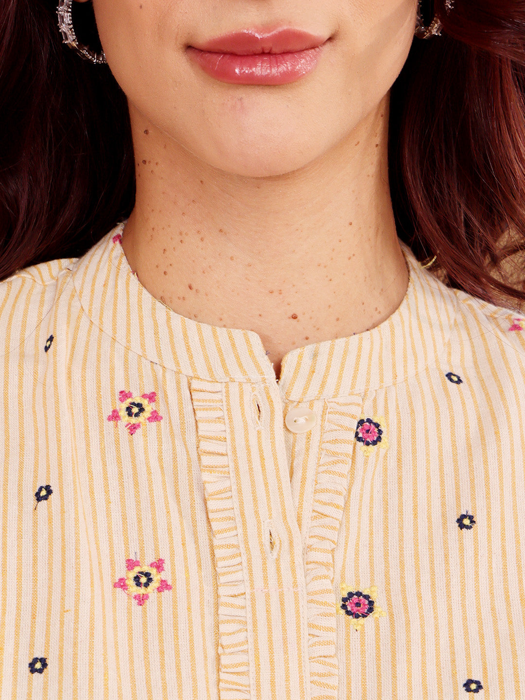 Beige Embroidered Shirt & Palazzo Co-Ord Set For Women