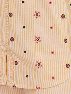 Beige Embroidered Shirt & Palazzo Co-Ord Set For Women