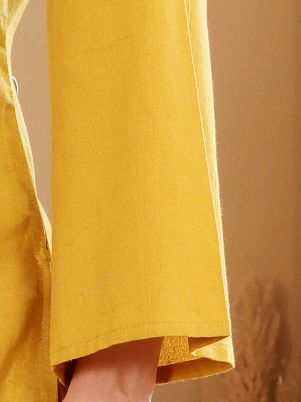 Mustard Yellow Tropical Embroidered Co-Ord Set With Pink Floral Accents