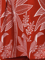 Crimson Red Botanical Printed Co-Ord Set With Statement Leaf Motif