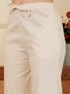White Floral Embroidered Kurta And Palazzo Set For Women