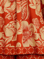 Rust Red Floral Printed Co-Ord Set With Contrast Geometric Pants