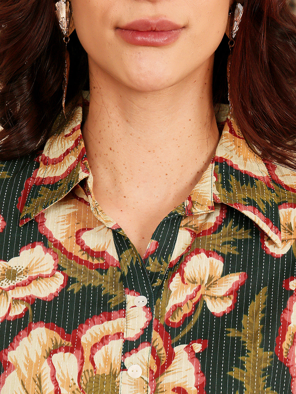 Women's Floral Print Tunic Top With 3/4 Sleeves