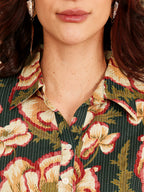 Women's Floral Print Tunic Top With 3/4 Sleeves