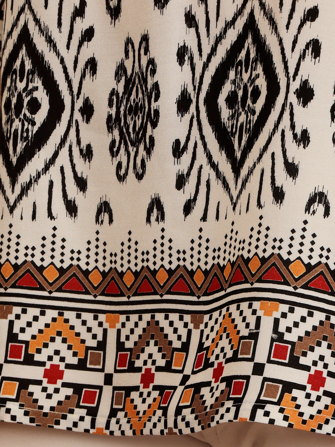 White Printed Tunic With Ethnic Border Design