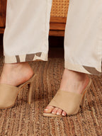 White Cotton Straight Fit Pants For Women