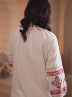 White Embroidered Ethnic Co-Ord Set For Women