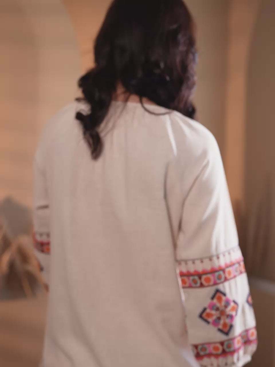 White Embroidered Ethnic Co-Ord Set For Women